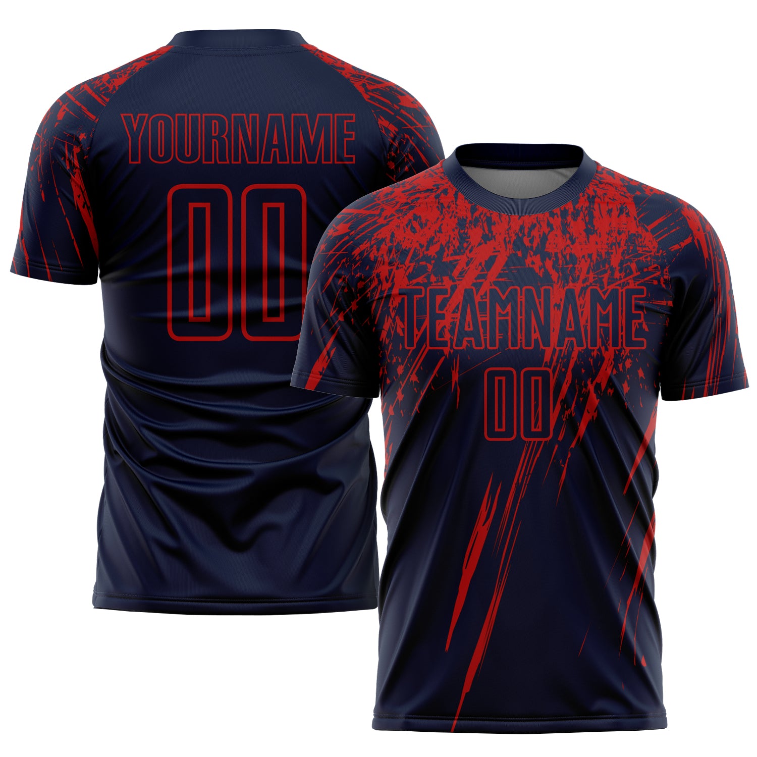 Personalized Navy Red Soccer Jersey - Custom Sublimation Uniform Personalized Navy Red Sublimation Soccer Uniform Jersey