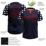 Personalized 3D American Flag Unisex Softball Jersey - Navy Red-White Two-Button Fashion Personalized Navy Red-White 3D American