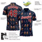 Custom Name and Number 3D Christmas Golf Polo Shirt - Personalized Navy Red-White Performance Team Apparel Personalized Navy