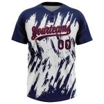 Custom Name and Number Unisex Softball Jersey - Navy Red-White 3D Pattern Two-Button Sharp Shape Personalized Navy Red-White