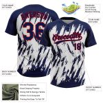 Custom Name and Number Unisex Softball Jersey - Navy Red-White 3D Pattern Two-Button Sharp Shape Personalized Navy Red-White