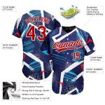Custom Name and Number Authentic Baseball Jersey with Personalized Navy Red-White 3D Pattern Design Personalized Navy Red-White