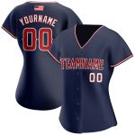 Custom Name and Number Authentic American Flag Baseball Jersey - Personalized Navy Red-White Team Apparel Personalized Navy