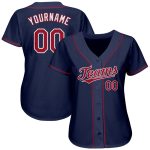 Personalized Navy Red-White Baseball Jersey - Authentic Custom Sports Apparel Personalized Navy Red-White Authentic Baseball