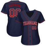 Custom Name and Number Authentic Baseball Jersey Red White Navy Drift Fashion Personalized Navy Red-White Authentic Drift
