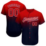 Custom Name and Number Baseball Jersey - Personalized Authentic Navy Red-White Fade Fashion Team Apparel Personalized Navy