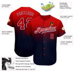 Custom Name and Number Baseball Jersey - Personalized Authentic Navy Red-White Fade Fashion Team Apparel Personalized Navy