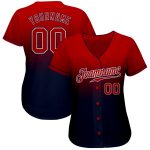 Custom Name and Number Baseball Jersey - Personalized Authentic Navy Red-White Fade Fashion Team Apparel Personalized Navy