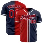 Personalized Custom Name and Number Baseball Jersey - Navy Red-White Gradient Fashion Personalized Navy Red-White Authentic