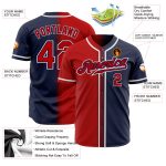 Personalized Custom Name and Number Baseball Jersey - Navy Red-White Gradient Fashion Personalized Navy Red-White Authentic