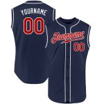 Custom Navy Red-White Authentic Baseball Jersey with Personalized Name and Number - Sleeveless Team Apparel Personalized