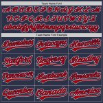 Personalized Authentic Throwback Baseball Jersey - Navy Red-White Design Personalized Navy Red-White Authentic Throwback