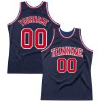 Personalized Authentic Basketball Jersey - Navy Red-White Throwback Style Personalized Navy Red-White Authentic Throwback