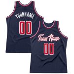 Custom Name Number Throwback Basketball Jersey - Personalized Navy Red-White Team Jersey Personalized Navy Red-White Authentic
