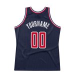 Custom Name Number Throwback Basketball Jersey - Personalized Navy Red-White Team Jersey Personalized Navy Red-White Authentic