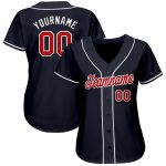 Custom Name and Number Baseball Jersey - Personalized Navy Red-White Team Jersey Personalized Navy Red-White Baseball Jersey