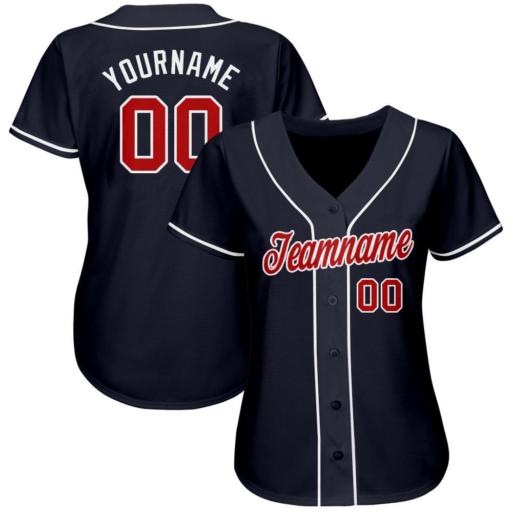 Custom Name and Number Baseball Jersey - Personalized Navy Red-White Team Jersey Personalized Navy Red-White Baseball Jersey