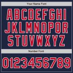 Custom Team Name Number Varsity Letterman Bomber Jacket Red White Navy Full-Snap Two Tone Personalized Navy Red-White Bomber