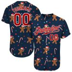 Custom Name and Number 3D Christmas Baseball Jersey - Personalized Navy Red-White Team Apparel Personalized Navy Red-White