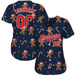 Custom Name and Number 3D Christmas Baseball Jersey - Personalized Navy Red-White Team Apparel Personalized Navy Red-White
