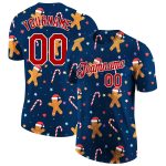 Custom Name and Number 3D Christmas Performance T-Shirt - Personalized Navy Red-White Team Tee Personalized Navy Red-White