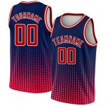 Customizable City Edition Basketball Jersey - Personalized Navy Red-White Halftone with Name and Number Personalized Navy