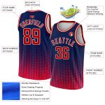 Customizable City Edition Basketball Jersey - Personalized Navy Red-White Halftone with Name and Number Personalized Navy