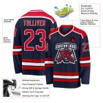 Custom Navy Red-White Hockey Jersey with Personalized Name and Number - Team Apparel Personalized Navy Red-White Hockey Jersey