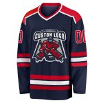 Custom Navy Red-White Hockey Jersey with Personalized Name and Number - Team Apparel Personalized Navy Red-White Hockey Jersey