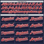 Custom Name and Number Authentic Baseball Jersey - Personalized Navy Red-White Line Team Apparel Personalized Navy Red-White