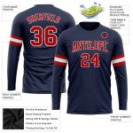 Personalized Long Sleeve T-Shirt with Custom Name and Number | Navy Red-White Salute To Service Performance Team Shirt Personalized