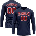 Personalized Long Sleeve T-Shirt with Custom Name and Number | Navy Red-White Salute To Service Performance Team Shirt Personalized