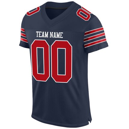 Personalized Football Jersey - Navy Red-White Authentic Mesh Style Personalized Navy Red-White Mesh Authentic Football Jersey