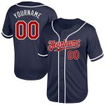 Custom Team Baseball Jersey - Personalized Red-White Navy Mesh Authentic Throwback with Name and Number Personalized Navy