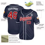 Custom Team Baseball Jersey - Personalized Red-White Navy Mesh Authentic Throwback with Name and Number Personalized Navy