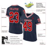 Personalized Authentic Throwback Football Jersey in Navy Red-White Mesh Personalized Navy Red-White Mesh Authentic Throwback