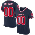 Custom Name Number Navy Red White Mesh Throwback Football Jersey - Personalized Authentic Team Jersey Personalized Navy Red-White