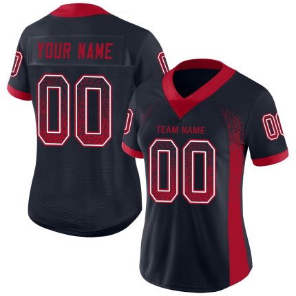 Custom Name Number Drift Fashion Football Jersey - Personalized Navy Red-White Mesh Team Gear Personalized Navy Red-White