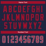 Customizable Football Jersey with Team Name and Number - Navy Red-White Mesh Split Design Personalized Navy Red-White Mesh