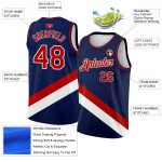 Custom Name and Number Personalized Basketball Jersey - Navy Red-White Modern City Edition Personalized Navy Red-White Modern