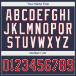 Custom Team Name and Number Performance T-Shirt - Navy Red-White Personalized Sports Tee Personalized Navy Red-White Performance
