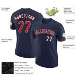 Custom Team Name and Number Performance T-Shirt - Navy Red-White Personalized Sports Tee Personalized Navy Red-White Performance
