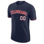 Custom Team Name and Number Performance T-Shirt - Navy Red-White Personalized Sports Tee Personalized Navy Red-White Performance