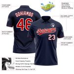 Custom Team Name Number Performance Vapor Golf Polo Shirt - Personalized Navy Red White Personalized Navy Red-White Performance