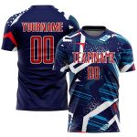 Personalized Navy Red White Soccer Uniform Jersey - Custom Sublimation Design Personalized Navy Red-White Sublimation Soccer