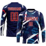 Personalized Navy Red White Soccer Uniform Jersey - Custom Sublimation Design Personalized Navy Red-White Sublimation Soccer