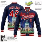 Personalized St. Louis Gateway Arch 3D Varsity Letterman Jacket Custom Name & Number Navy Red-White Team Edition Personalized