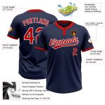Custom Softball Jersey Personalized Navy Red-White Unisex Two-Button with Team Name and Number Personalized Navy Red-White