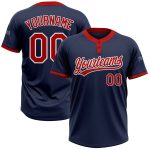 Custom Softball Jersey Personalized Navy Red-White Unisex Two-Button with Team Name and Number Personalized Navy Red-White