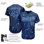 Custom Name and Number Navy Royal-Aqua 3D Pattern Baseball Jersey - Personalized Authentic Team Apparel Personalized Navy